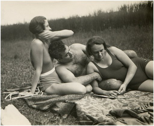 very friendly vintage beach threesome