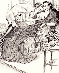 naked man kisses his lady's breast while she handles his dick