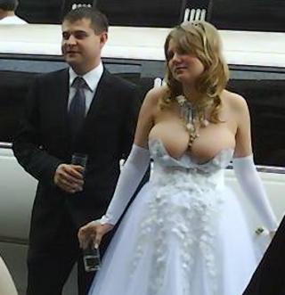 bride with big boobs and not much dress