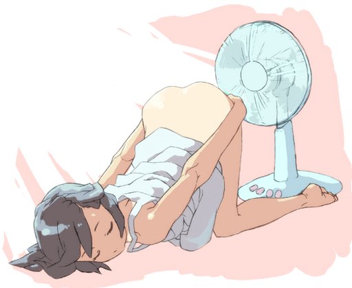 girl poses with her bottom in the air so she can blow cool air on her overheated pussy