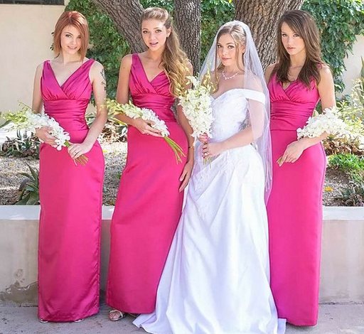 a bride and her bridesmaids