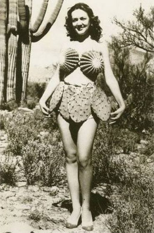 woman wearing a cactus bikini