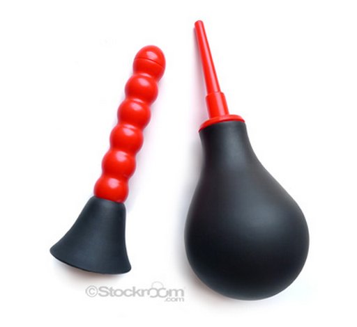 anal douche/enema system and syringe