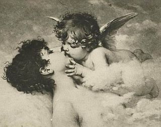 cupid kissing a nude woman