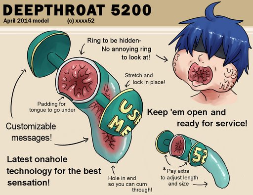 dehumanizing deep throat open-mouth gag