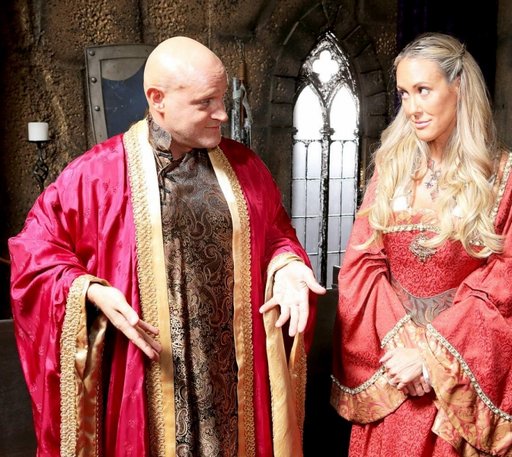 Alec Knight as Varys has a surprise under his robe for Brandi Love as Cersei
