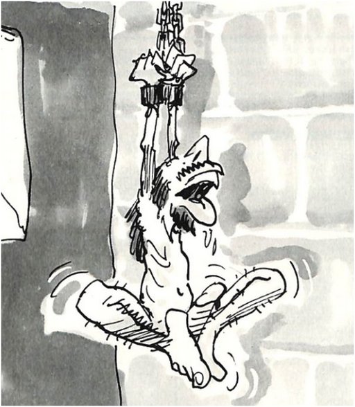 cartoon prisoner masturbates with his feet