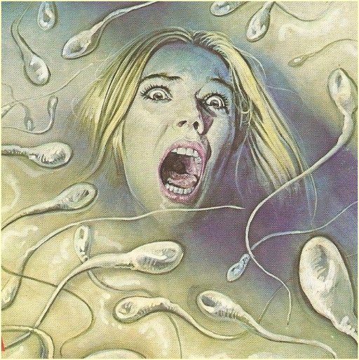 italian fumetti version of bukakke scene with giant spermatozoa