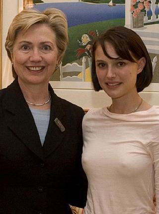 hillary clinton standing next to nipples