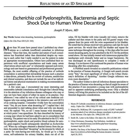 human wine decanting medical journal article