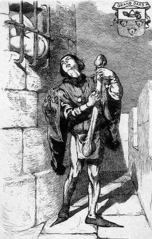 troubador fingering his impressive instrument