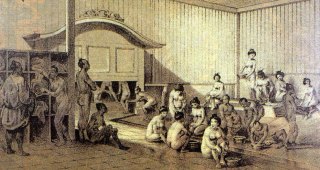 naked coed bath house in old japan