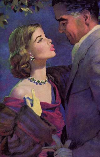 expectant woman awaiting a kiss