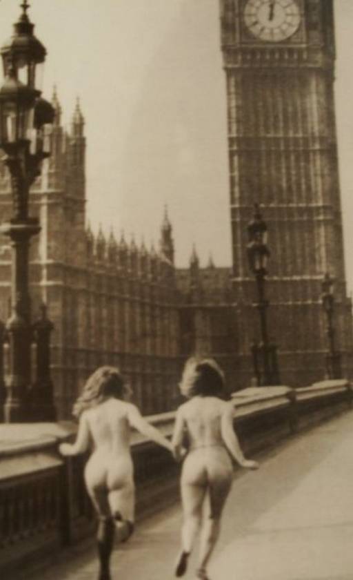 streaking in London near Big Ben tower clock