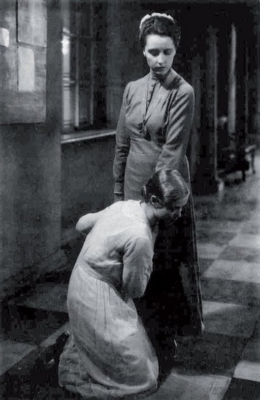 kneeling in the hall at a german boarding school for girls