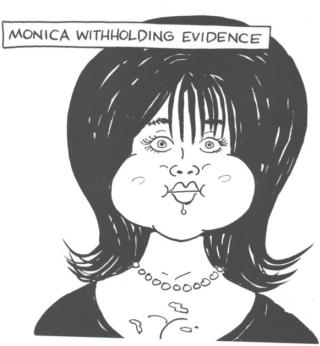 Monica Lewinsky withholding evidence like a squirrel carrying nuts