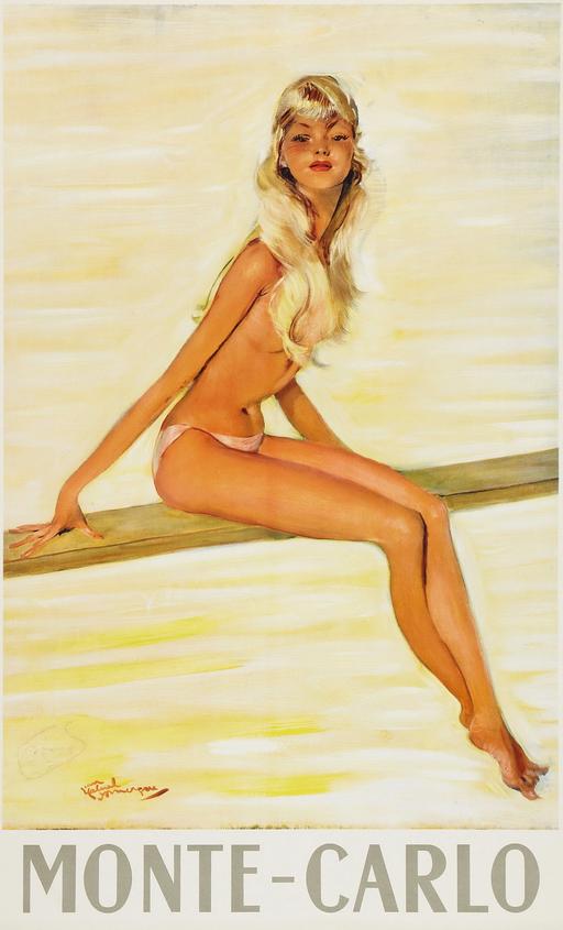 monte carlo travel poster topless blonde