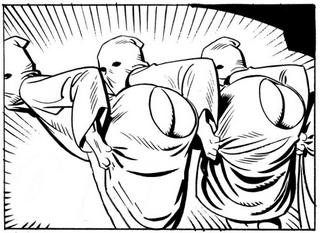 three masked men mooning