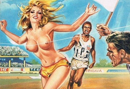 topless victory track and field footrace running