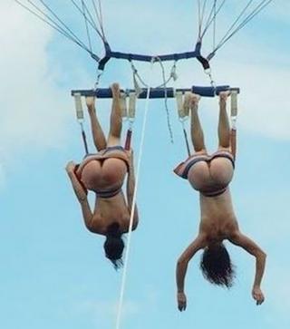 naked tandem para-sailing