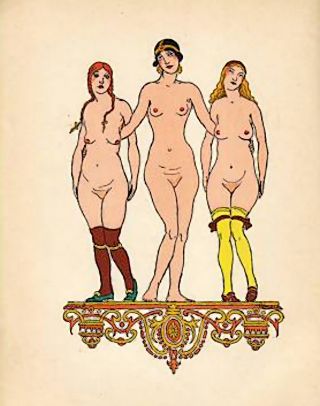 nudes in brightly colored silk stockings