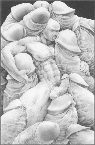 A man buried in penises