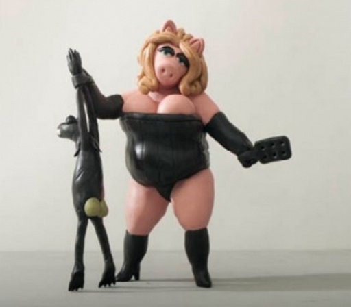 Miss Piggy spanking Kermit
