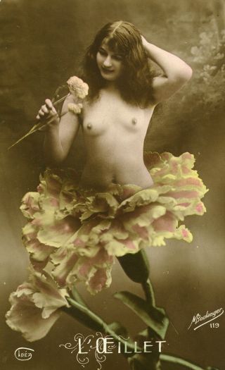 surreal nude woman flower