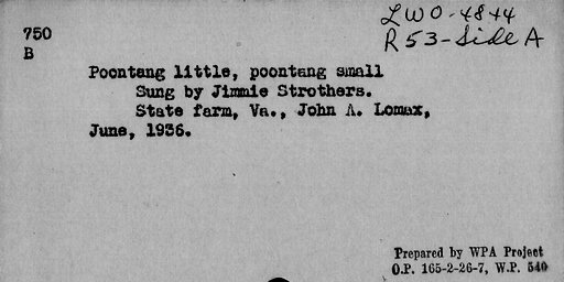 poontang little, poon tang small library of congress index card