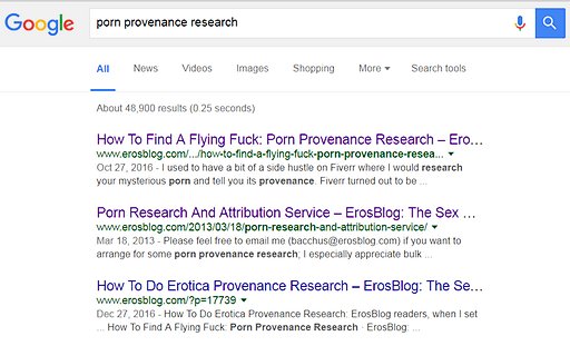 porn and erotica  provenance research google search results screenshot