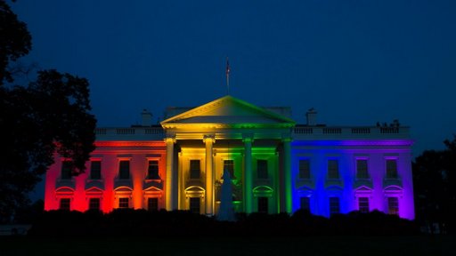 rainbow lighting at the whitehouse after supreme court confirms the constitutional right to marriage for all people, including gay people