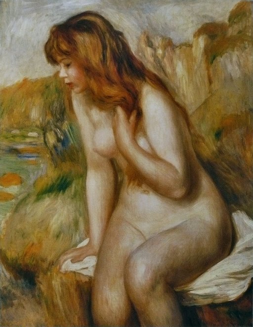 bather on a rock oil painting by renoir