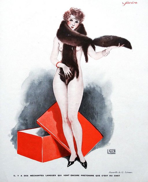 a nude woman and a fur