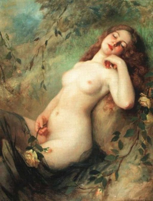 dreamy nude rubbing her pussy with a thorny rose