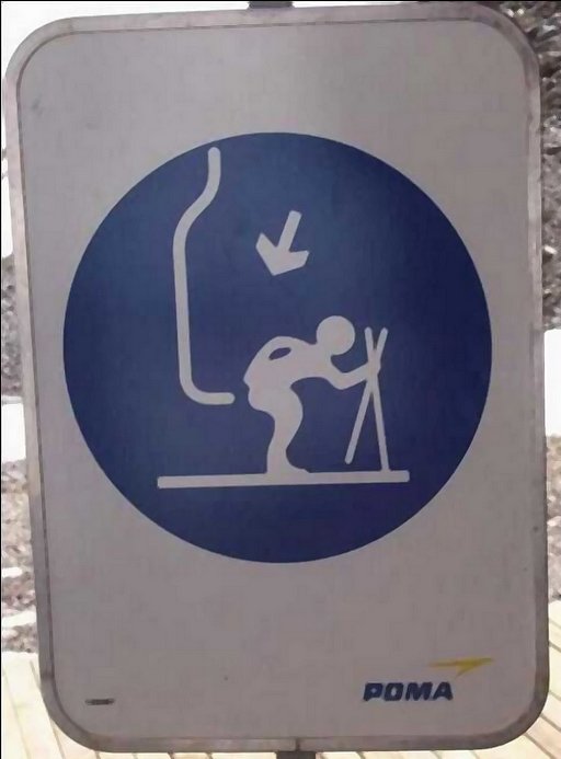 funny sign offering suprise buttsex from the ski chair lift hook