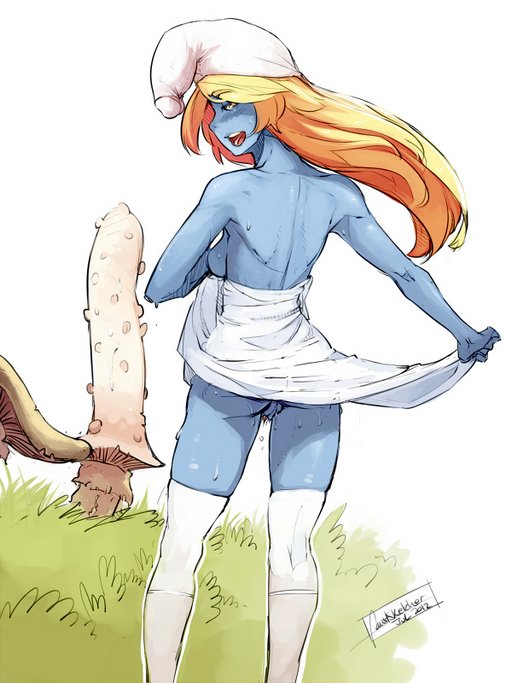 smurfette rides a phallic mushroom