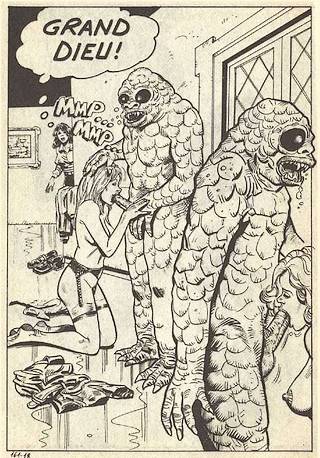 two lizard men getting blowjobs