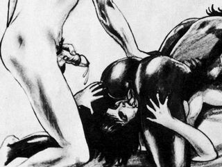 man and woman sexing up a third woman