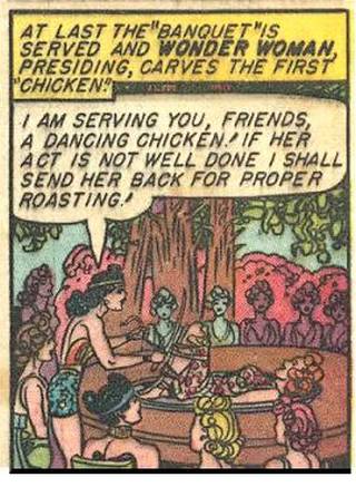 mock cannibal feasting with Wonder Woman on the pagan high holidays
