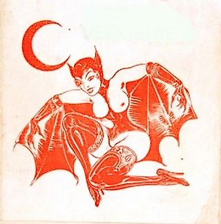 bare breasted french bat girl art
