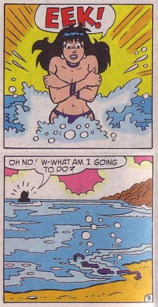 Veronica loses her bikini top