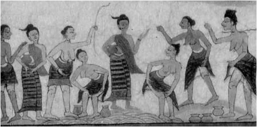 topless wife fight at a well