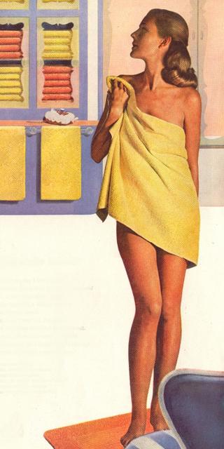 freshly showered housewife wearing nothing but a towel