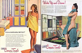 wives wearing towels in magazine ads