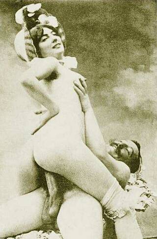 vintage erotica postcard with happy guy