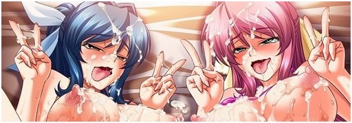 two girls giving ahegao double vee