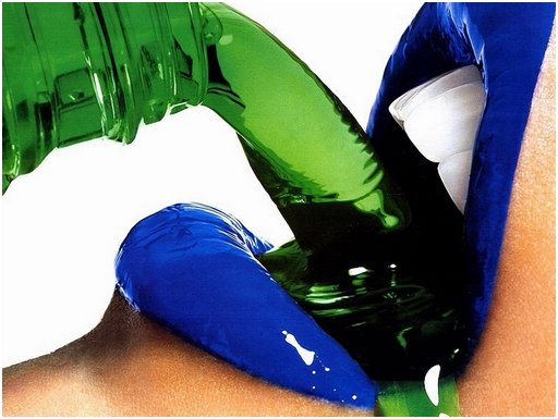 pretty blue lips, thirsty woman drinking