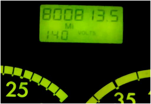 digital odometer with 800,813.5 miles on it