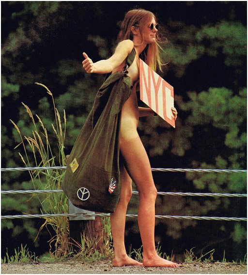 nude hippy naked hitchhiking after Woodstock or another music festival