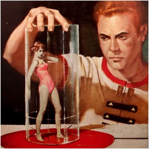 diminutive naked tubegirl on the cover of The Cosmic Puppets by Philip K Dick